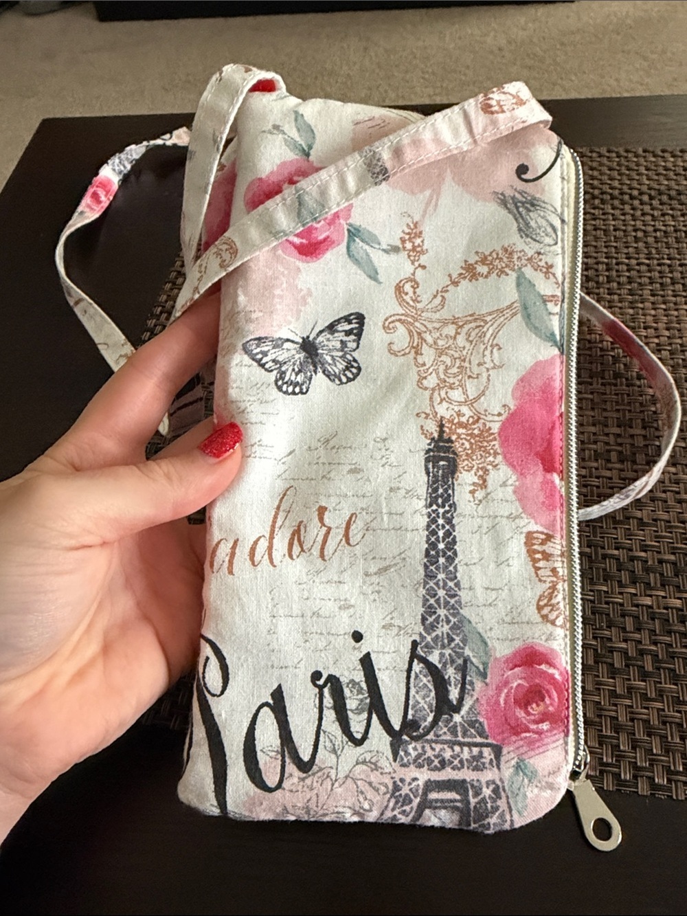 Paris Eiffel Tower Floral Crossbody with Clear Front and Mini Bag attached - Picture 6 of 9
